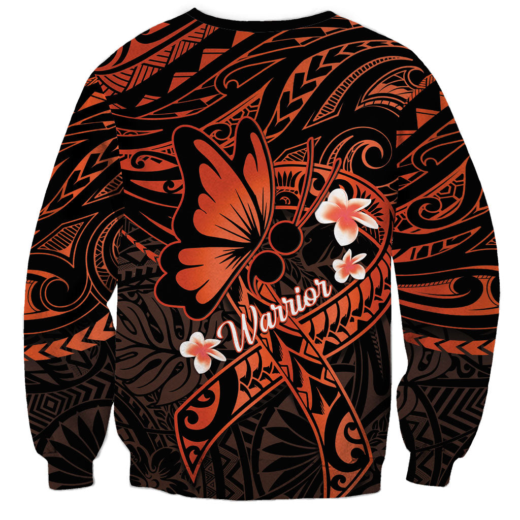 Polynesia Leukemia Warrior Sweatshirt Butterfly Polynesian Orange Ribbon