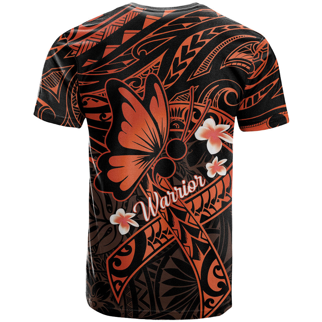 Polynesia Leukemia Warrior T Shirt Butterfly Polynesian Orange Ribbon