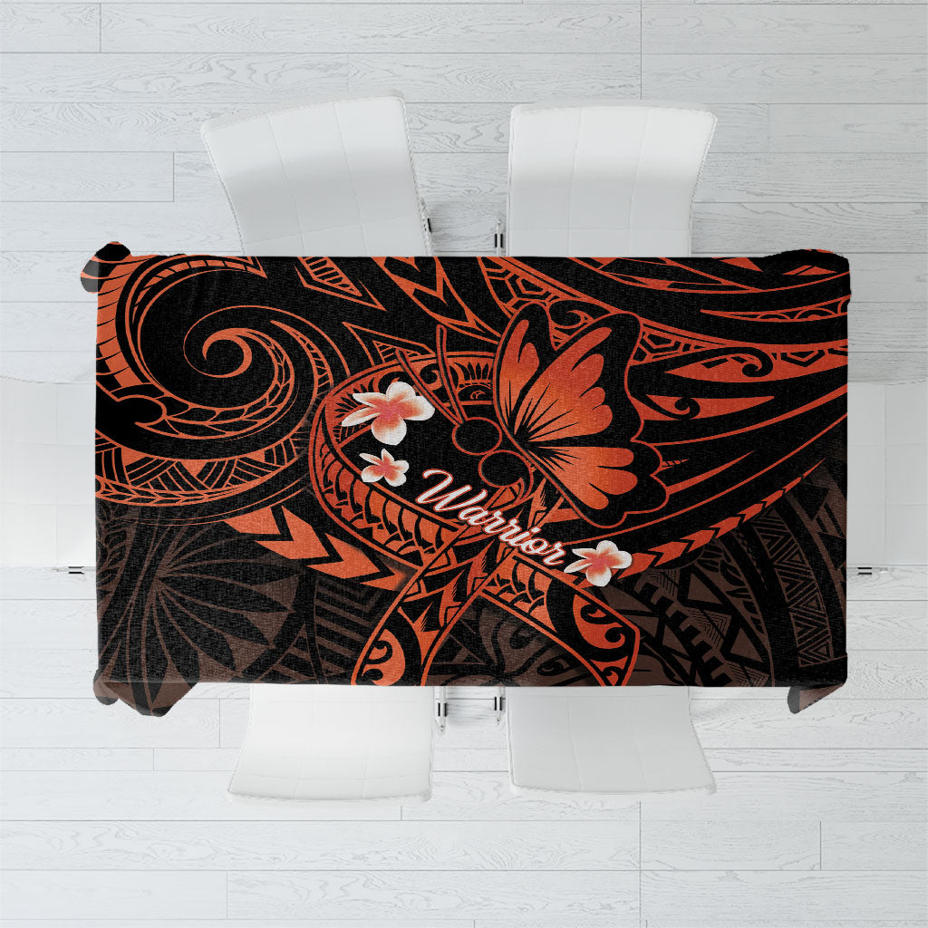 Polynesia Leukemia Warrior Tablecloth Butterfly Polynesian Orange Ribbon