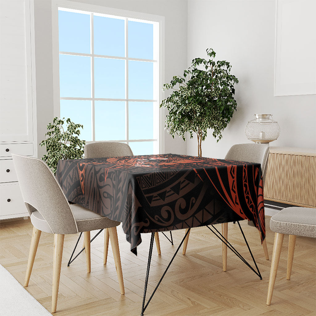 Polynesia Leukemia Warrior Tablecloth Butterfly Polynesian Orange Ribbon