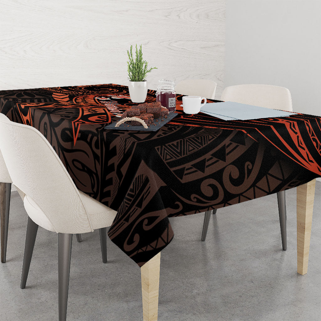 Polynesia Leukemia Warrior Tablecloth Butterfly Polynesian Orange Ribbon