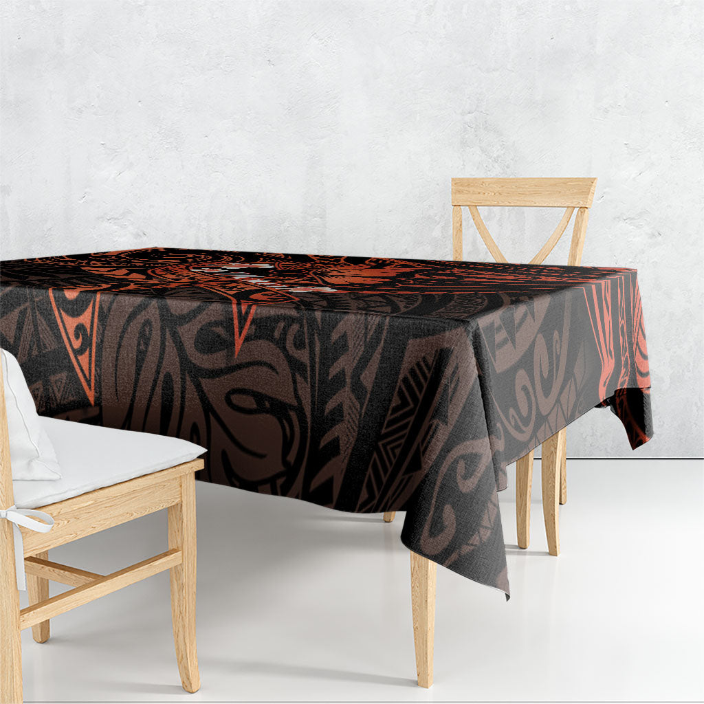 Polynesia Leukemia Warrior Tablecloth Butterfly Polynesian Orange Ribbon