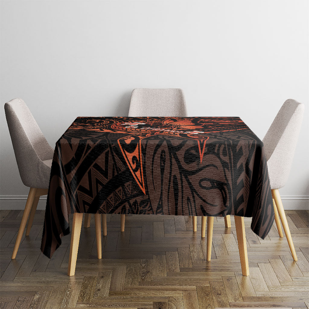 Polynesia Leukemia Warrior Tablecloth Butterfly Polynesian Orange Ribbon