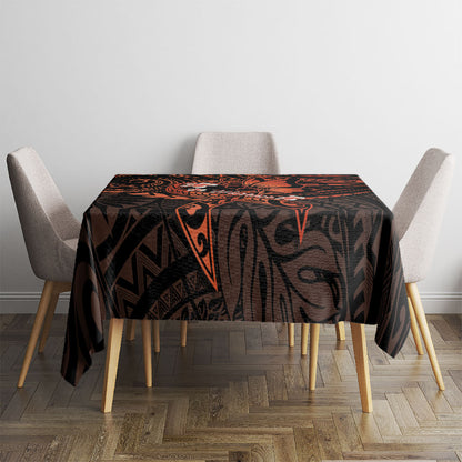 Polynesia Leukemia Warrior Tablecloth Butterfly Polynesian Orange Ribbon