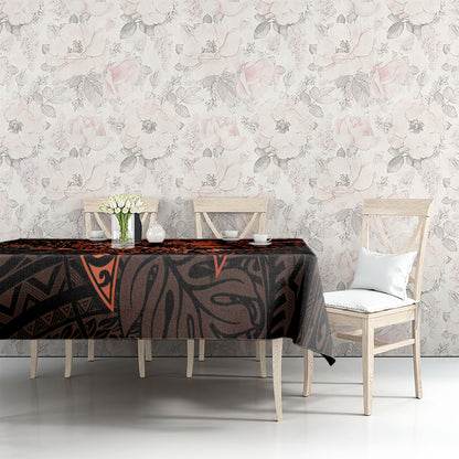 Polynesia Leukemia Warrior Tablecloth Butterfly Polynesian Orange Ribbon
