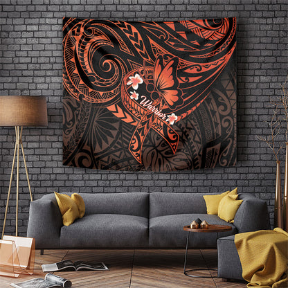 Polynesia Leukemia Warrior Tapestry Butterfly Polynesian Orange Ribbon