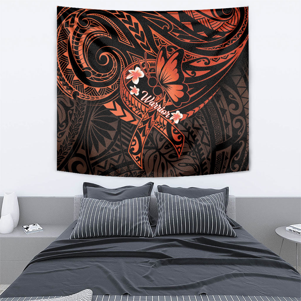 Polynesia Leukemia Warrior Tapestry Butterfly Polynesian Orange Ribbon