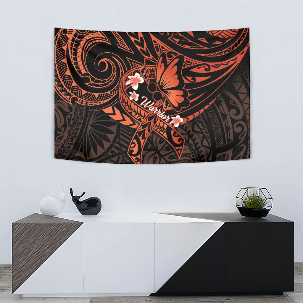 Polynesia Leukemia Warrior Tapestry Butterfly Polynesian Orange Ribbon