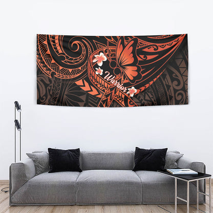 Polynesia Leukemia Warrior Tapestry Butterfly Polynesian Orange Ribbon