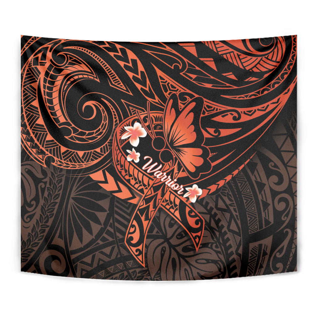Polynesia Leukemia Warrior Tapestry Butterfly Polynesian Orange Ribbon
