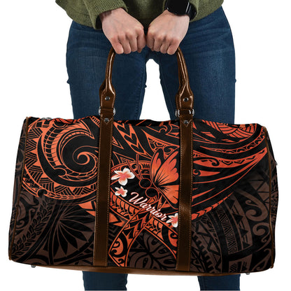 Polynesia Leukemia Warrior Travel Bag Butterfly Polynesian Orange Ribbon