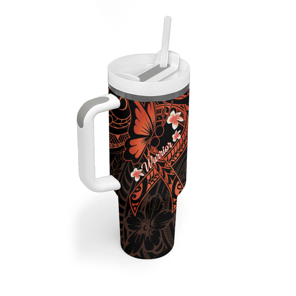 Polynesia Leukemia Warrior Tumbler With Handle Butterfly Polynesian Orange Ribbon