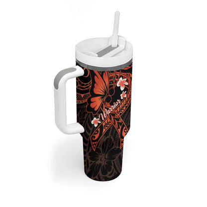 Polynesia Leukemia Warrior Tumbler With Handle Butterfly Polynesian Orange Ribbon