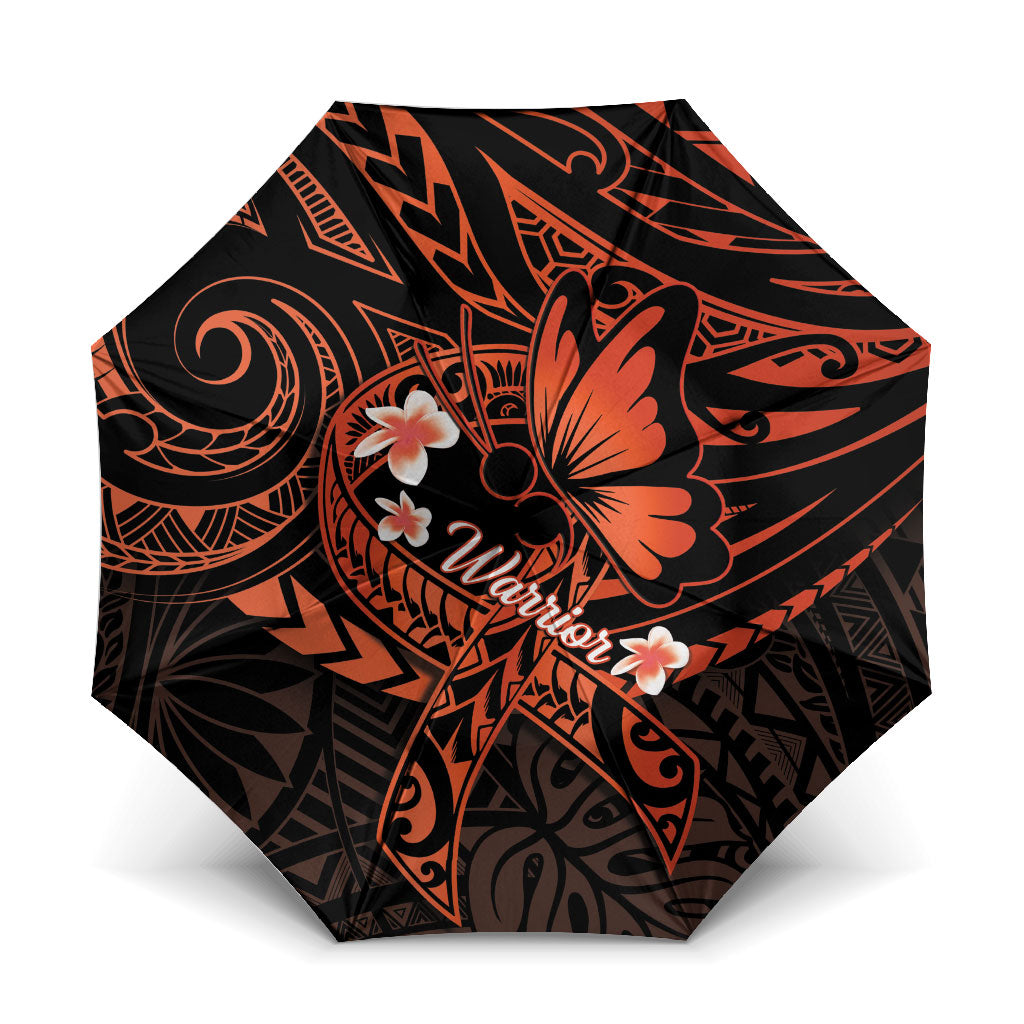 Polynesia Leukemia Warrior Umbrella Butterfly Polynesian Orange Ribbon