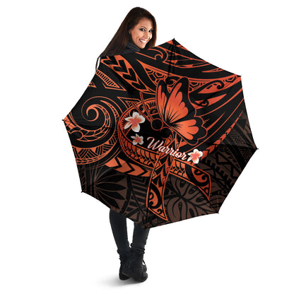 Polynesia Leukemia Warrior Umbrella Butterfly Polynesian Orange Ribbon