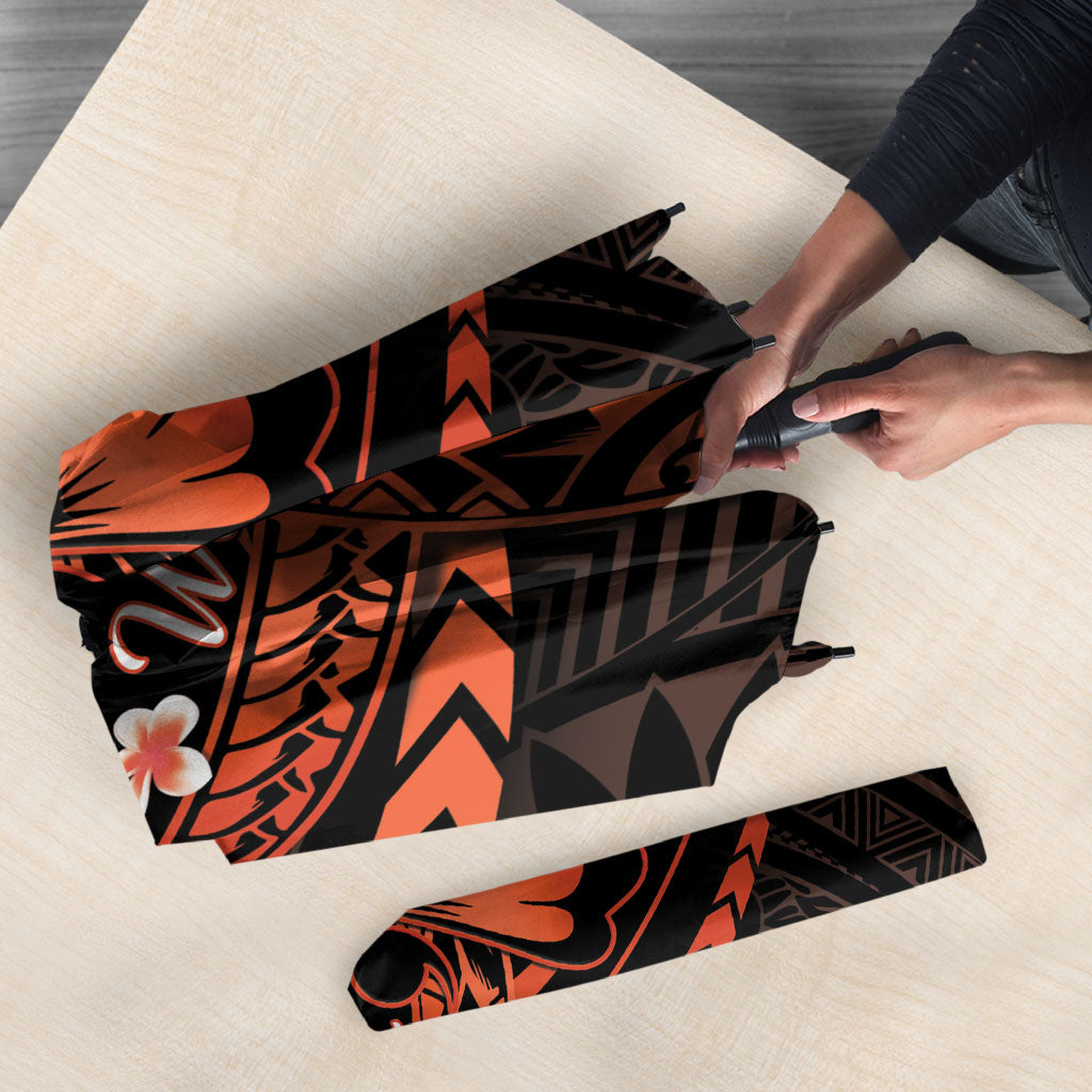 Polynesia Leukemia Warrior Umbrella Butterfly Polynesian Orange Ribbon