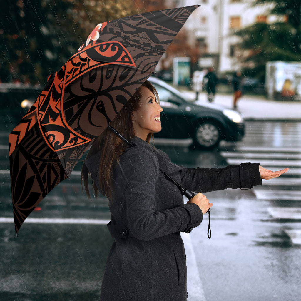 Polynesia Leukemia Warrior Umbrella Butterfly Polynesian Orange Ribbon