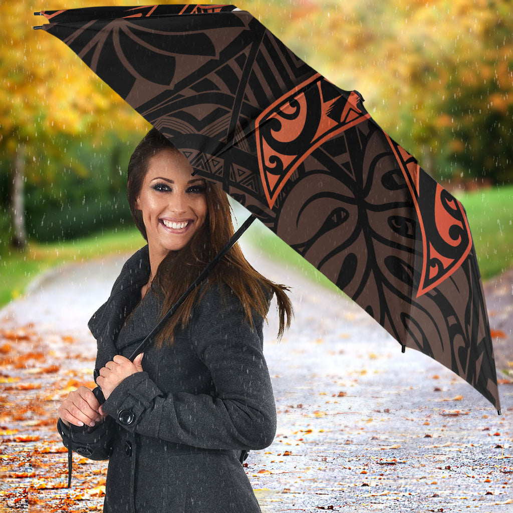 Polynesia Leukemia Warrior Umbrella Butterfly Polynesian Orange Ribbon