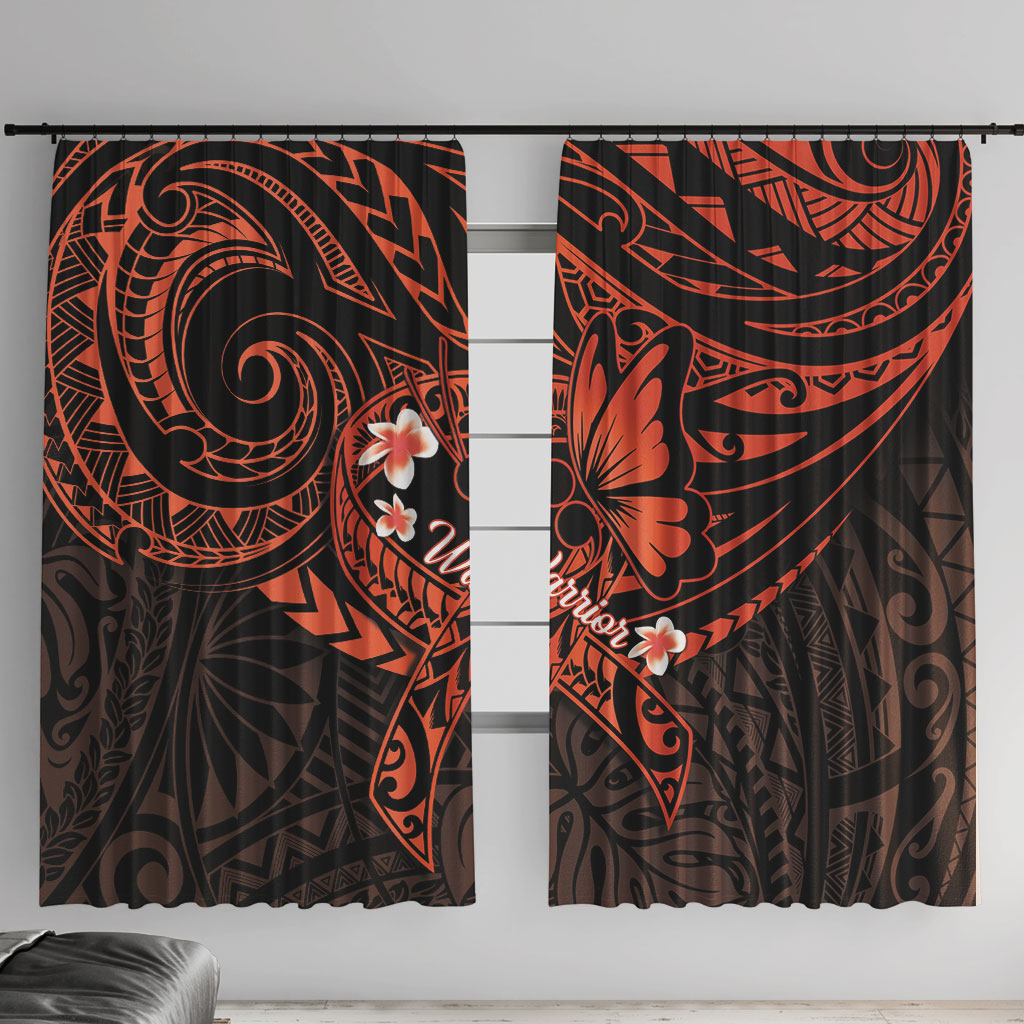 Polynesia Leukemia Warrior Window Curtain Butterfly Polynesian Orange Ribbon