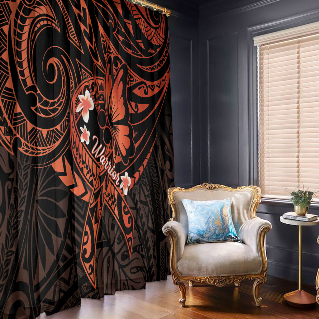 Polynesia Leukemia Warrior Window Curtain Butterfly Polynesian Orange Ribbon