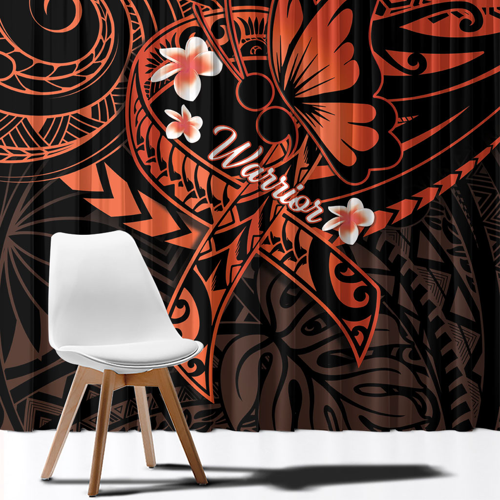 Polynesia Leukemia Warrior Window Curtain Butterfly Polynesian Orange Ribbon