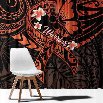 Polynesia Leukemia Warrior Window Curtain Butterfly Polynesian Orange Ribbon