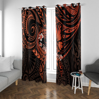 Polynesia Leukemia Warrior Window Curtain Butterfly Polynesian Orange Ribbon