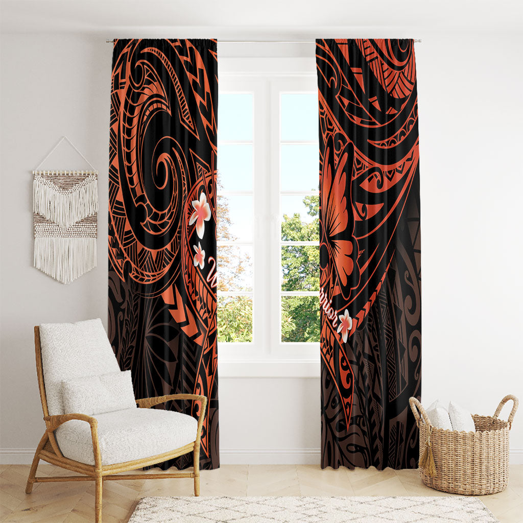 Polynesia Leukemia Warrior Window Curtain Butterfly Polynesian Orange Ribbon