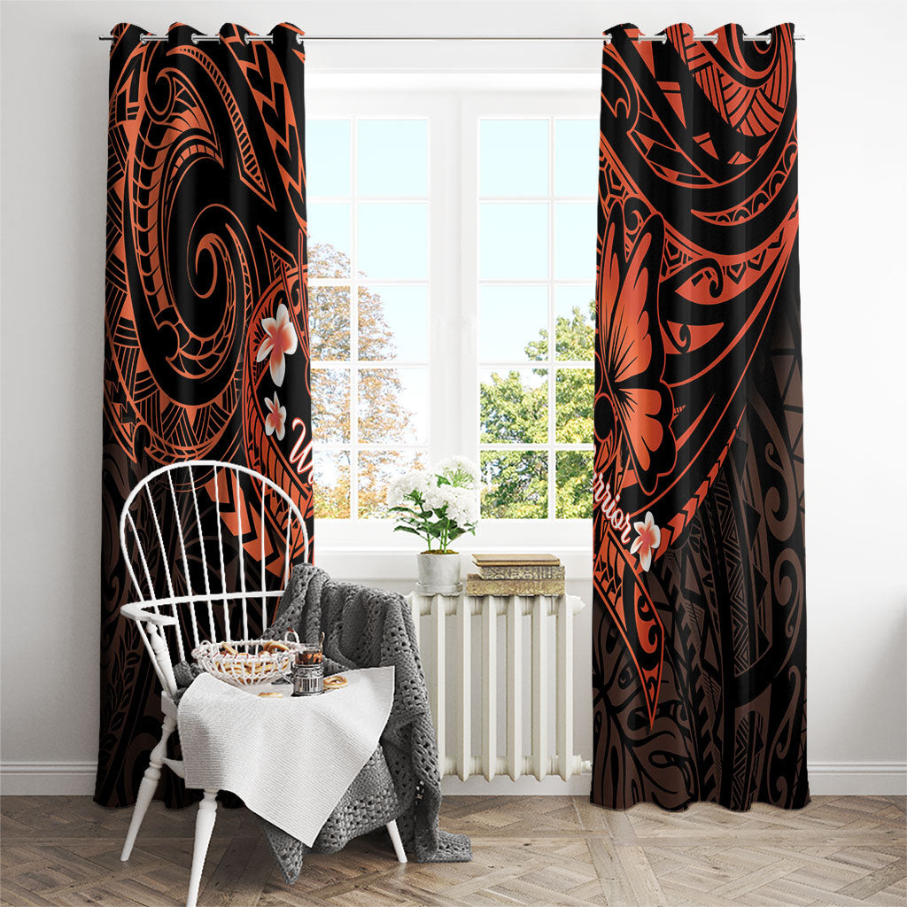 Polynesia Leukemia Warrior Window Curtain Butterfly Polynesian Orange Ribbon