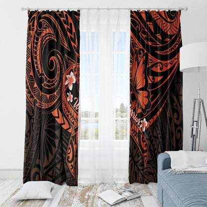Polynesia Leukemia Warrior Window Curtain Butterfly Polynesian Orange Ribbon