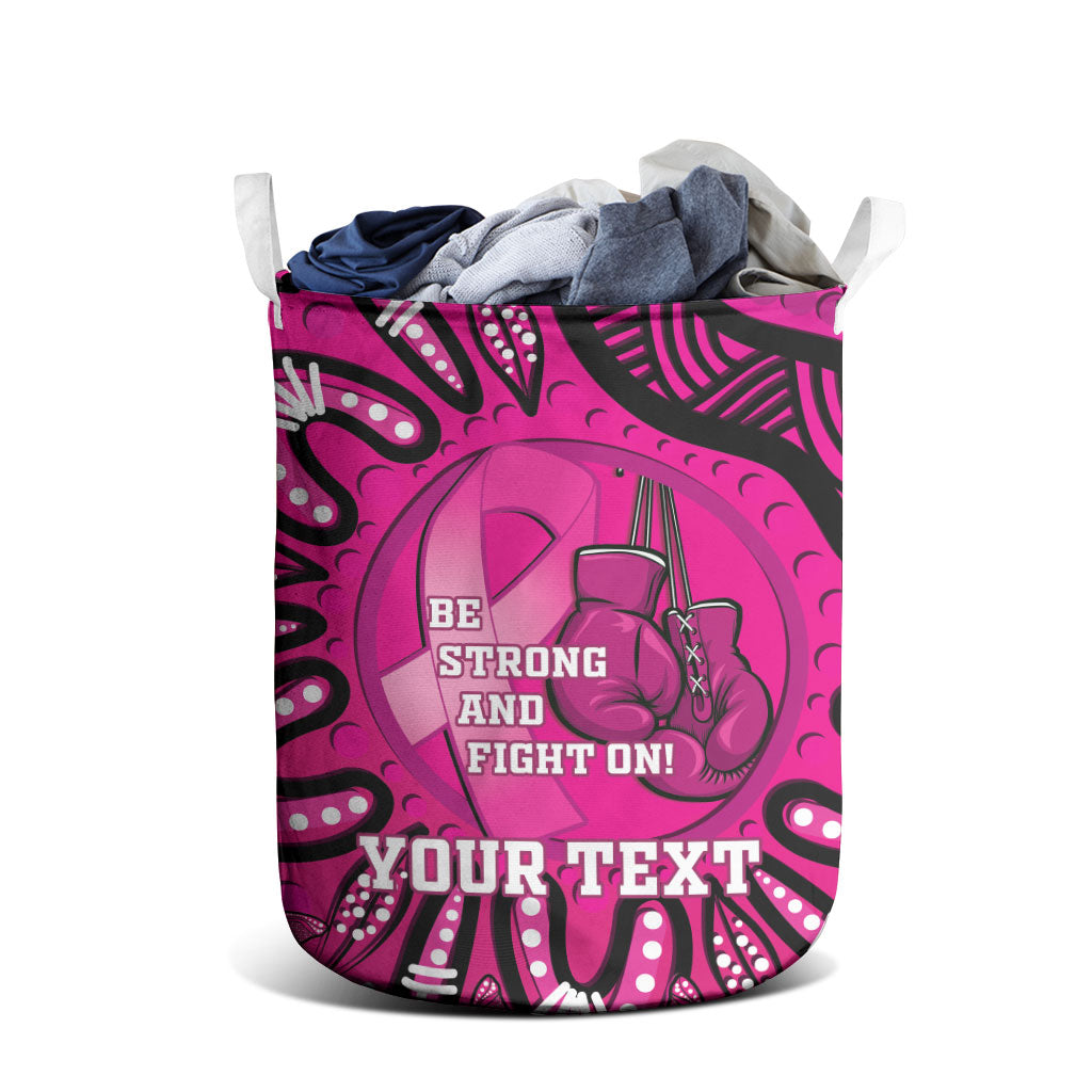 Personalised Australia Breast Cancer Laundry Basket Pink Boxing Ribbon Be Strong And Fight On