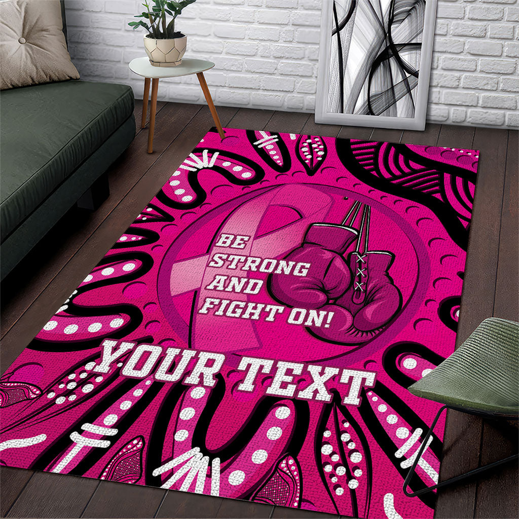 Personalised Australia Breast Cancer Area Rug Pink Boxing Ribbon Be Strong And Fight On