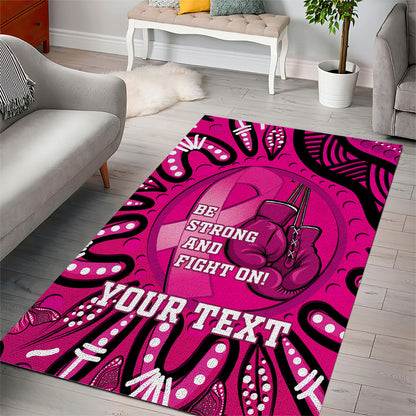 Personalised Australia Breast Cancer Area Rug Pink Boxing Ribbon Be Strong And Fight On