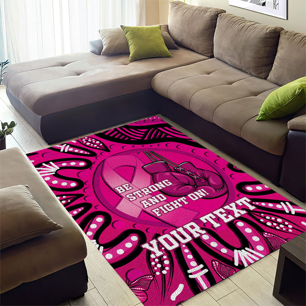Personalised Australia Breast Cancer Area Rug Pink Boxing Ribbon Be Strong And Fight On