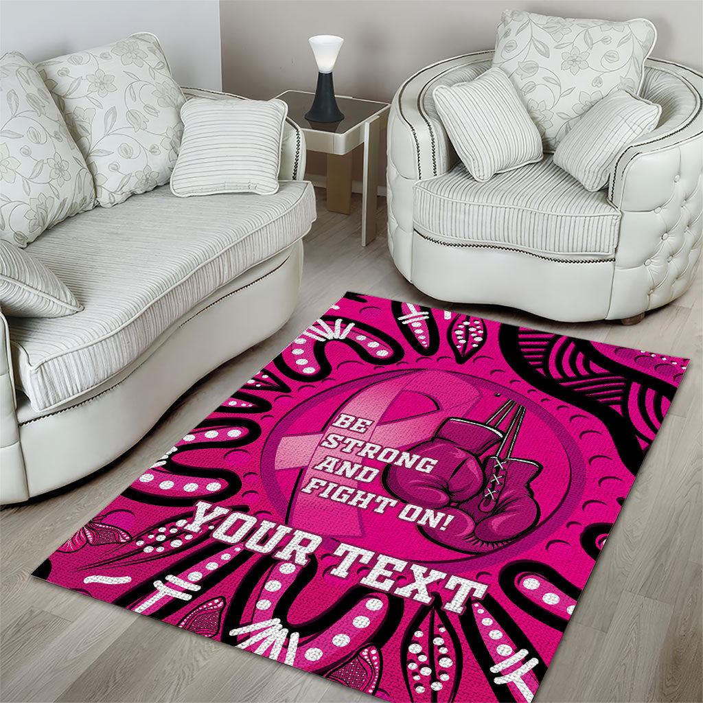 Personalised Australia Breast Cancer Area Rug Pink Boxing Ribbon Be Strong And Fight On