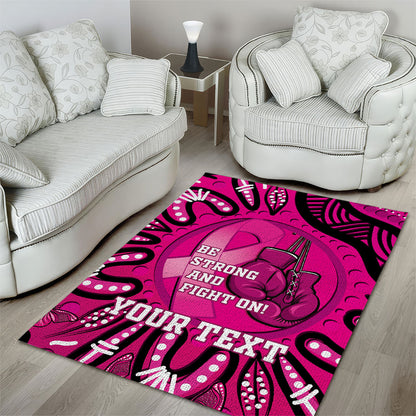 Personalised Australia Breast Cancer Area Rug Pink Boxing Ribbon Be Strong And Fight On