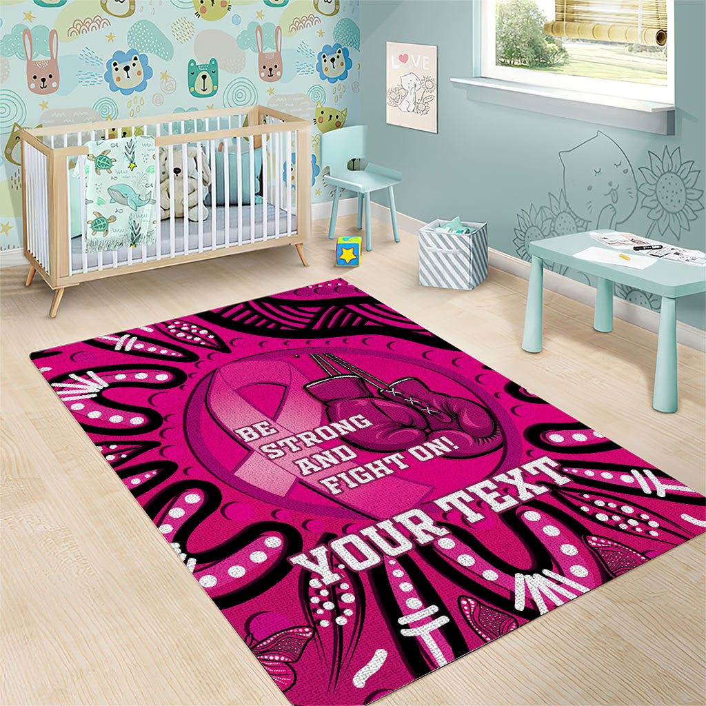 Personalised Australia Breast Cancer Area Rug Pink Boxing Ribbon Be Strong And Fight On