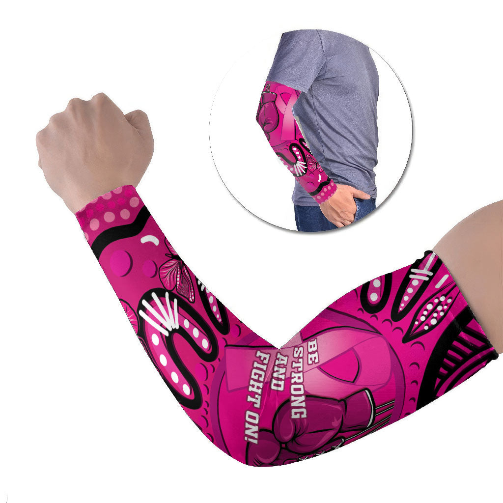 Personalised Australia Breast Cancer Arm Sleeves Pink Boxing Ribbon Be Strong And Fight On
