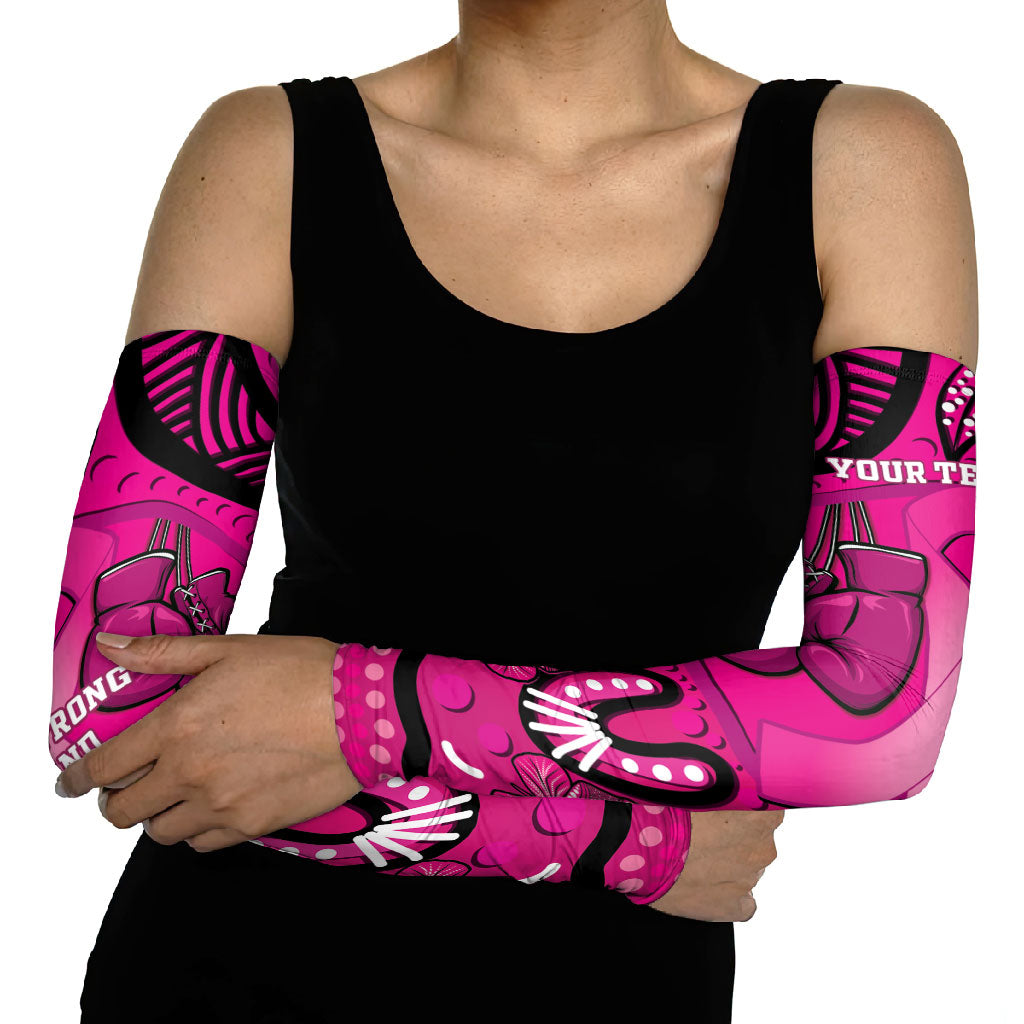 Personalised Australia Breast Cancer Arm Sleeves Pink Boxing Ribbon Be Strong And Fight On