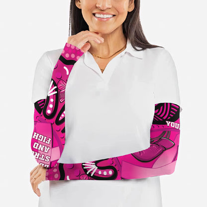 Personalised Australia Breast Cancer Arm Sleeves Pink Boxing Ribbon Be Strong And Fight On