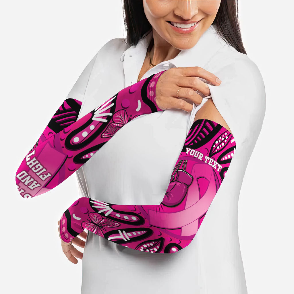 Personalised Australia Breast Cancer Arm Sleeves Pink Boxing Ribbon Be Strong And Fight On