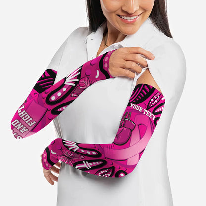 Personalised Australia Breast Cancer Arm Sleeves Pink Boxing Ribbon Be Strong And Fight On
