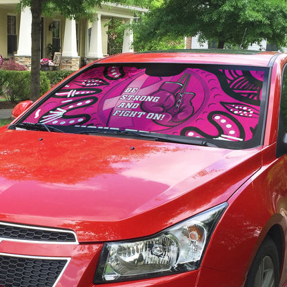 Personalised Australia Breast Cancer Auto Sun Shade Pink Boxing Ribbon Be Strong And Fight On