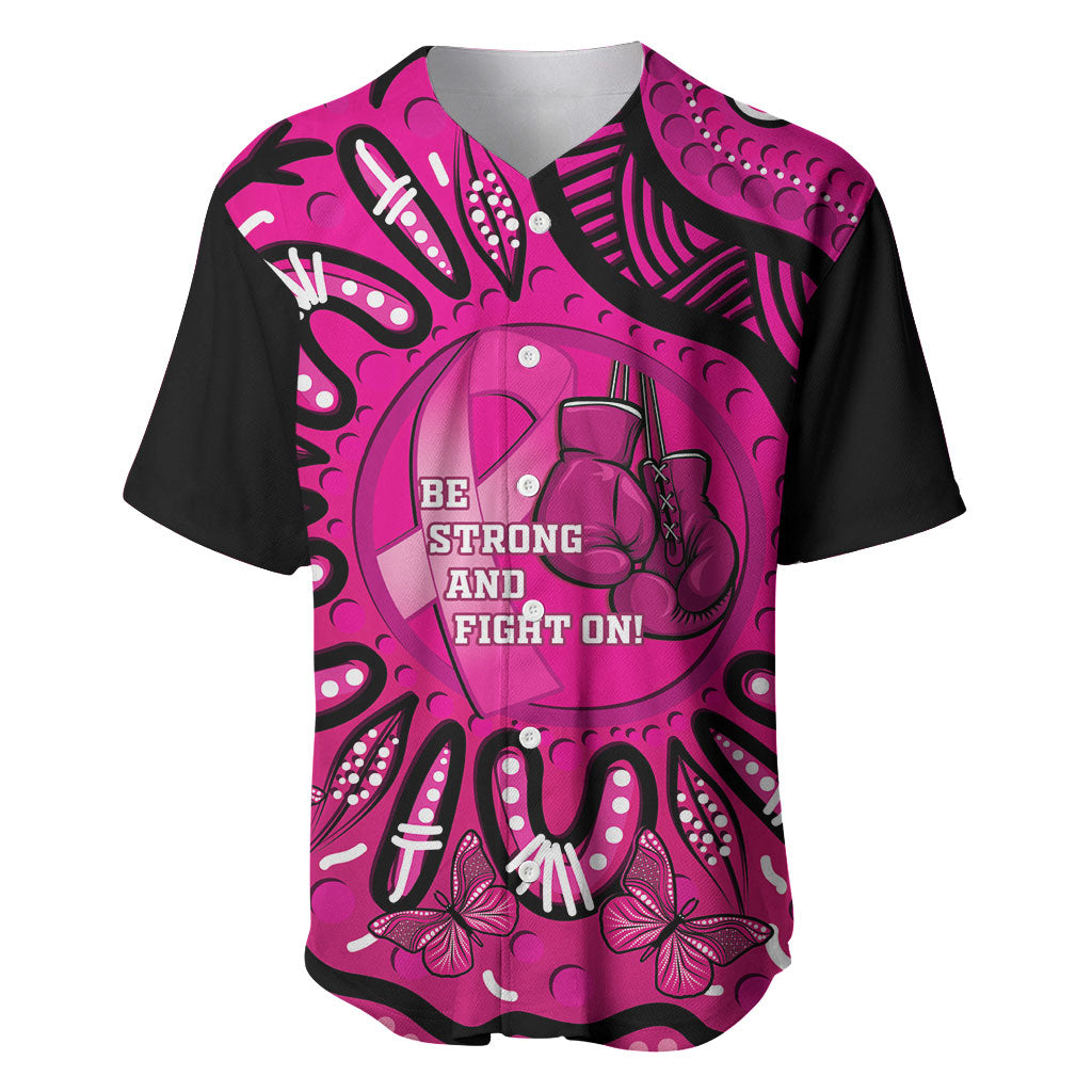 Personalised Australia Breast Cancer Baseball Jersey Pink Boxing Ribbon Be Strong And Fight On