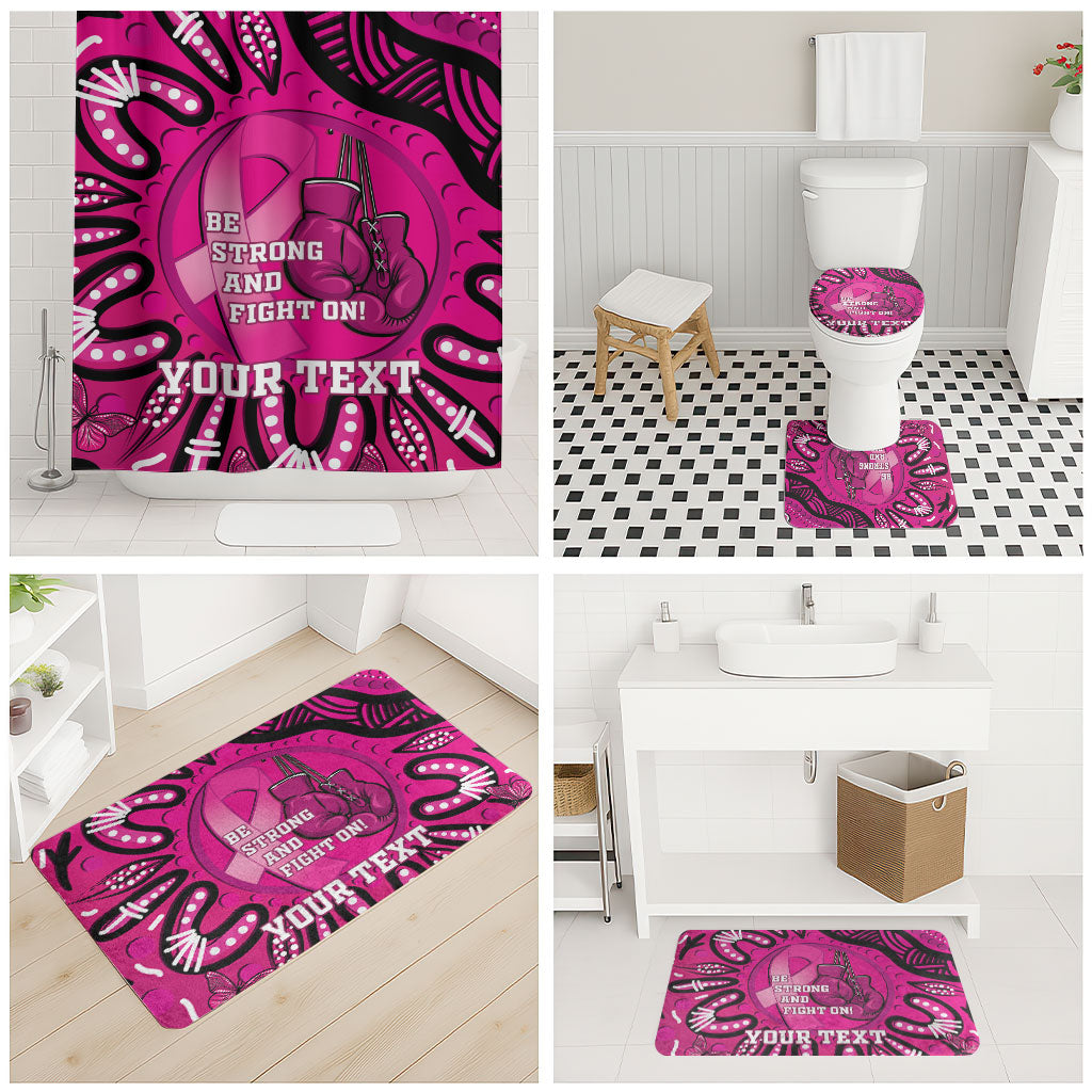 Personalised Australia Breast Cancer Bathroom Set Pink Boxing Ribbon Be Strong And Fight On
