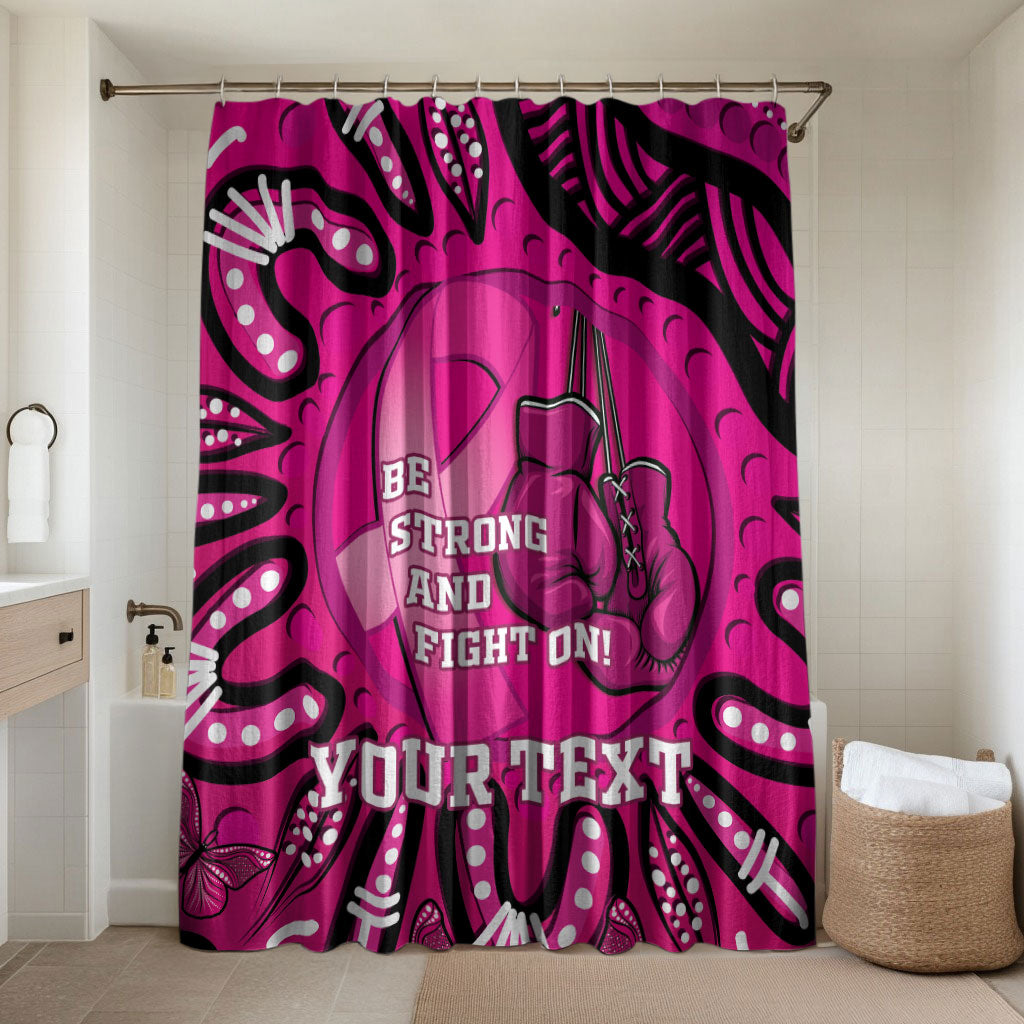 Personalised Australia Breast Cancer Bathroom Set Pink Boxing Ribbon Be Strong And Fight On