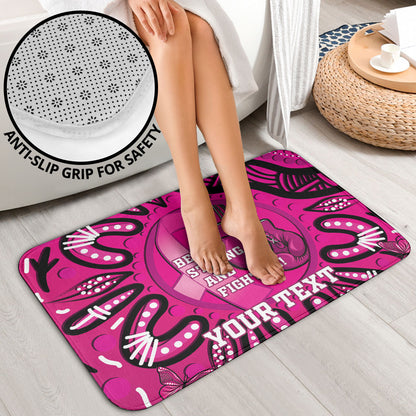 Personalised Australia Breast Cancer Bathroom Set Pink Boxing Ribbon Be Strong And Fight On