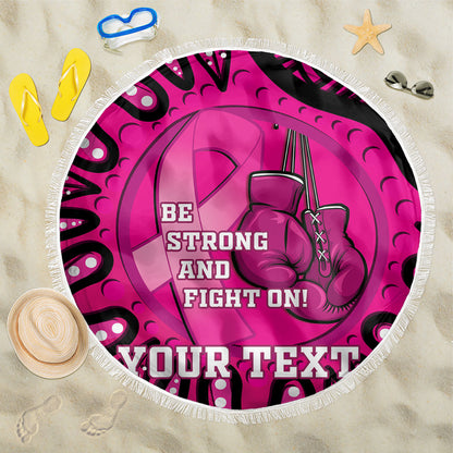 Personalised Australia Breast Cancer Beach Blanket Pink Boxing Ribbon Be Strong And Fight On