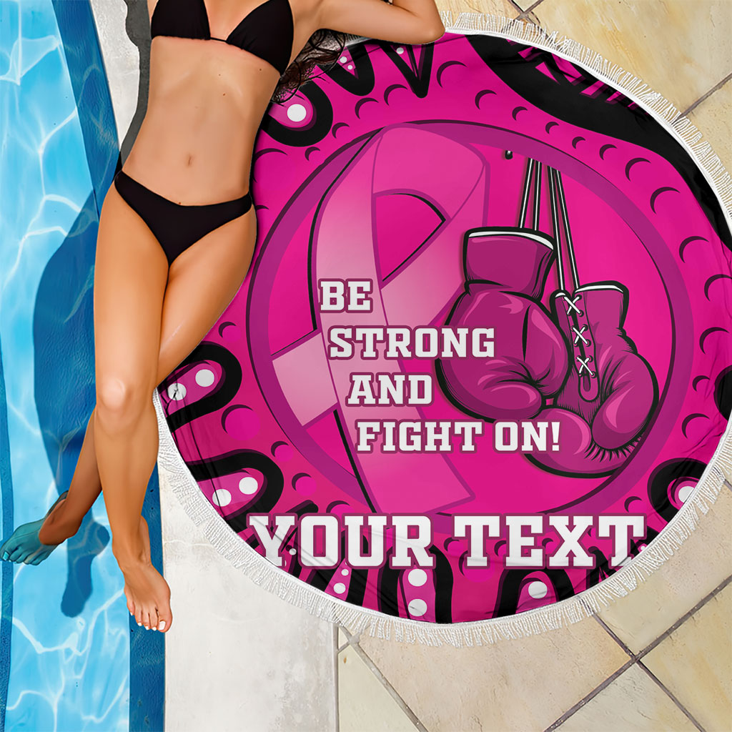 Personalised Australia Breast Cancer Beach Blanket Pink Boxing Ribbon Be Strong And Fight On
