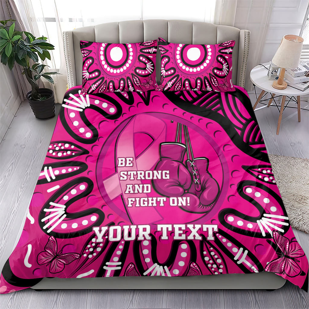 Personalised Australia Breast Cancer Bedding Set Pink Boxing Ribbon Be Strong And Fight On